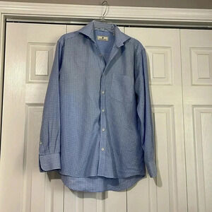 Southern Pines Blue Casual Classic Mens Button Down Shirt